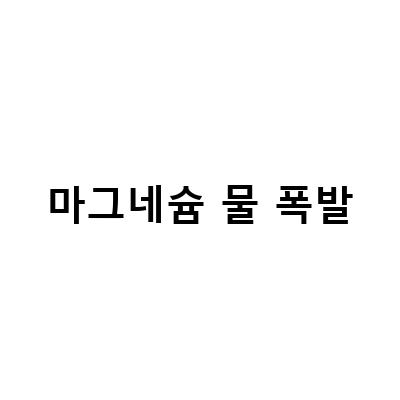 마그네슘 물 폭발-마그네슘 폭발 화재 사고의 원인과 예방법